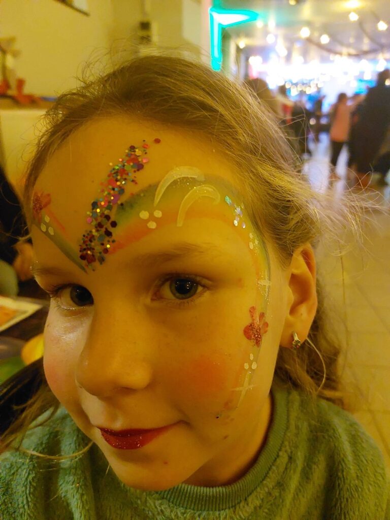 Kindergrime prinses design met glitter